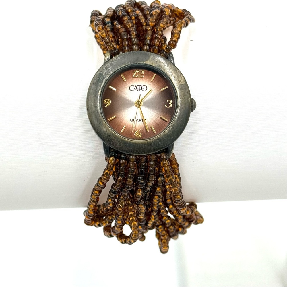 Cato Multi Strand Brown Beaded Bracelet Watch #27684